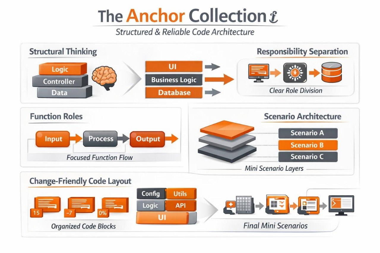 Diagram of code architecture with 'The Anchor Collection' branding