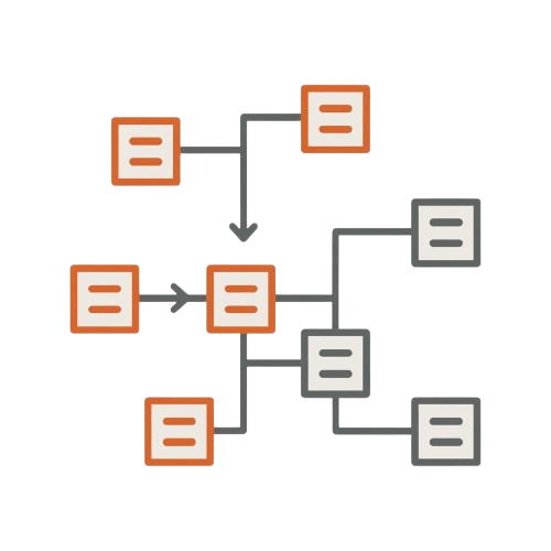 Diagram of interconnected boxes with arrows on a white background