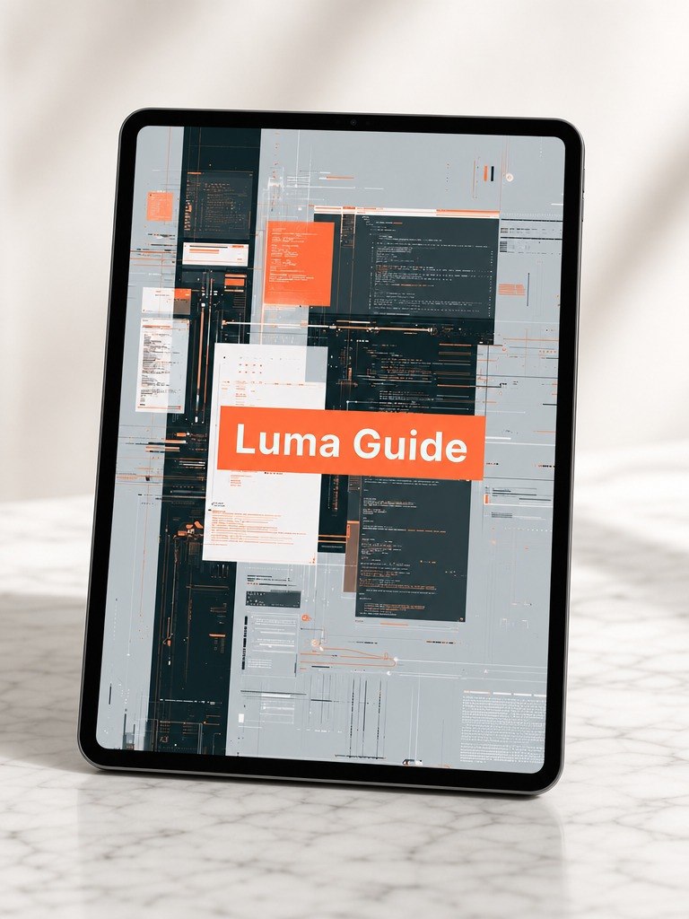 Tablet displaying the 'Luma Guide' on a marble surface