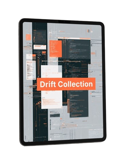 Tablet displaying a digital interface with 'Drift Collection' branding.